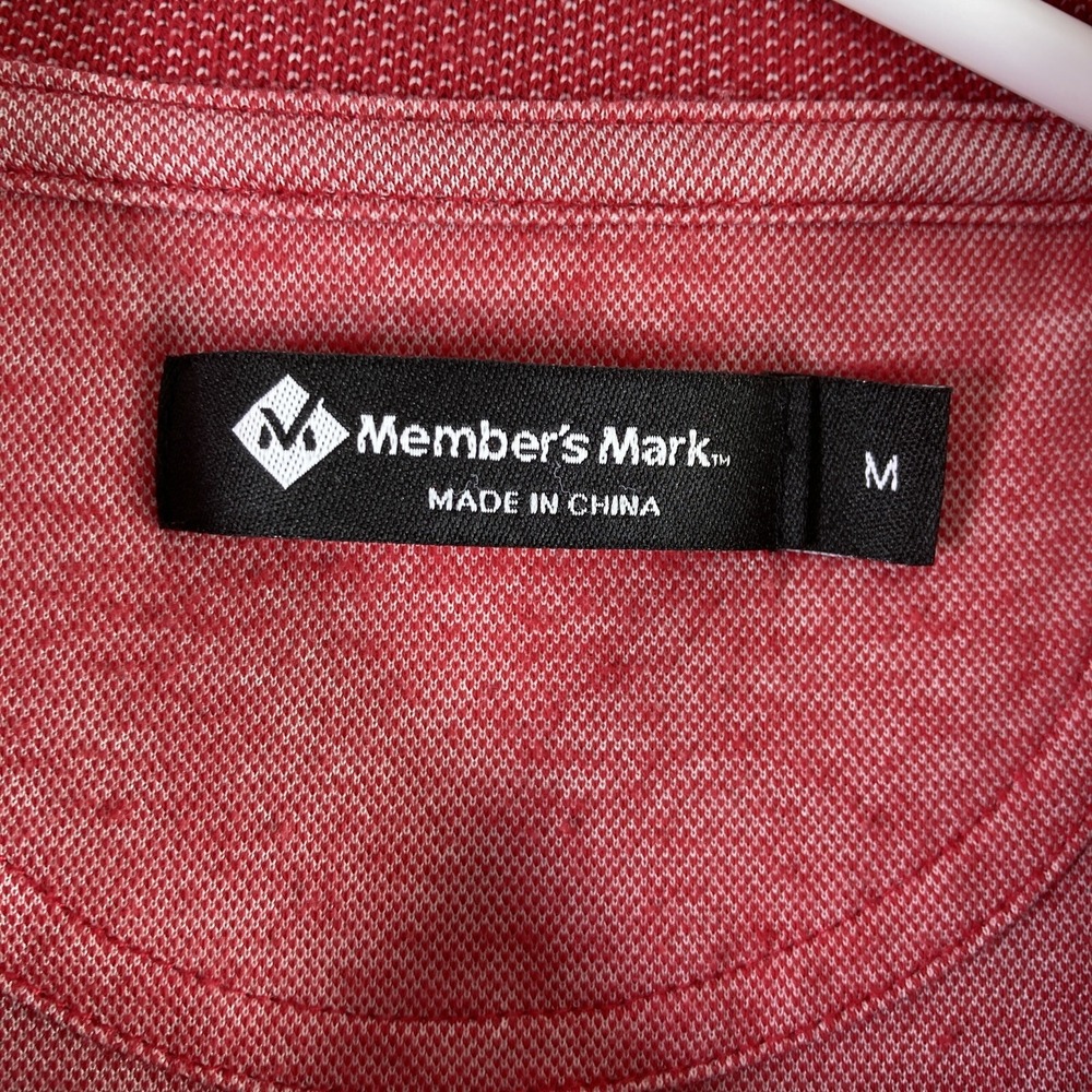 Members Mark Polo Shirt Adult Medium Red Pima Cotton Blend Preppy Casual Comfort - Picture 10 of 12